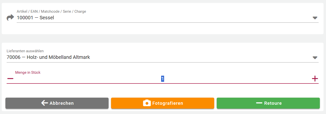 Lieferantenretoure