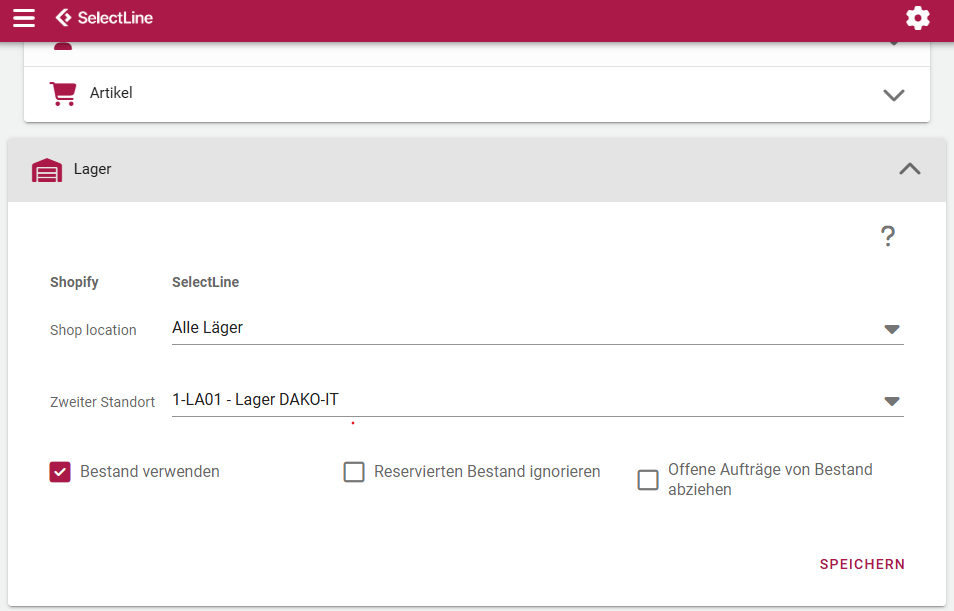 Einrichtung Lager