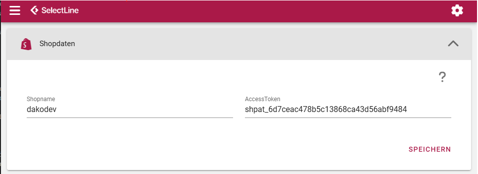 Einrichtung Shopdaten