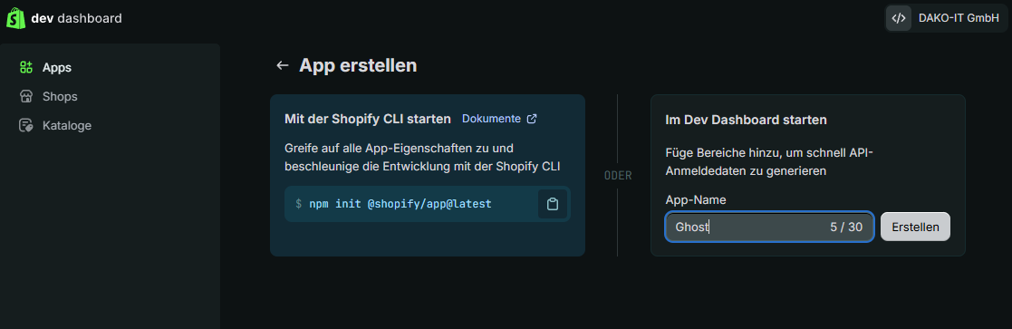App-Namen vergeben