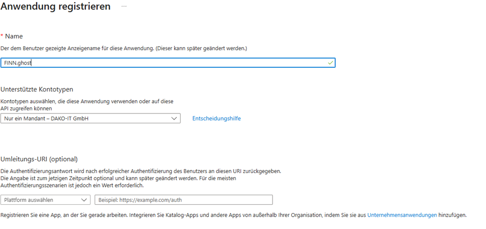 App-Registrierung anlegen