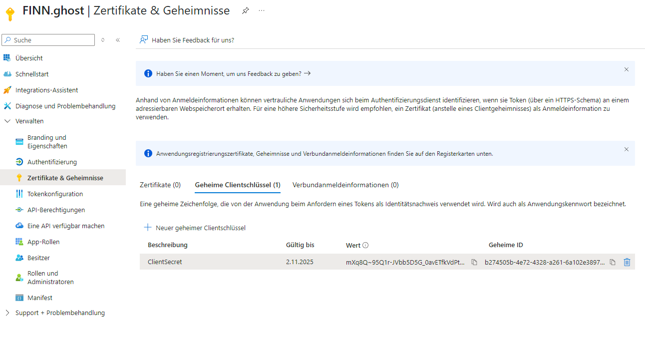 Clientschlüssel erstellen