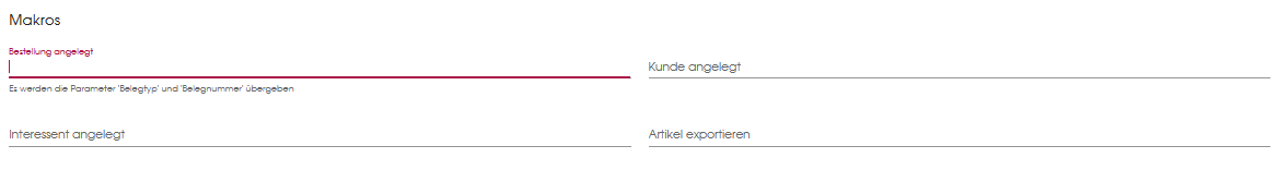 Makrofeld in den Einstellungen