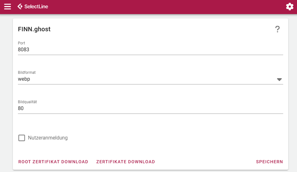 Einstellungen Server