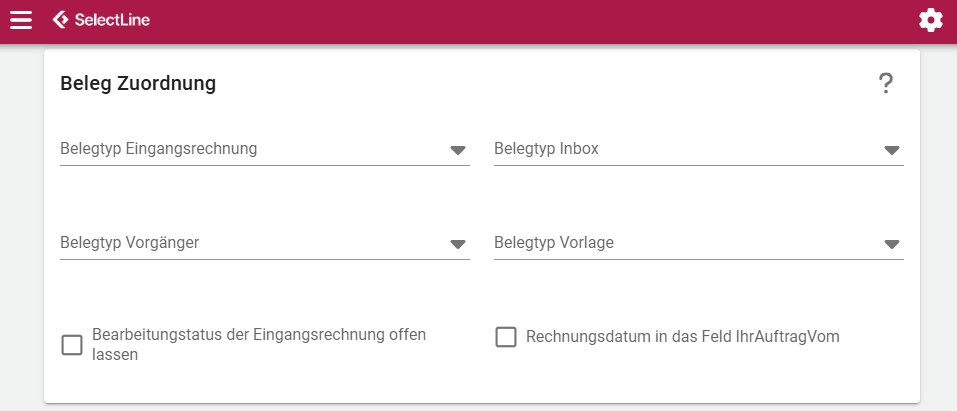 Die Belegzuordnung in den Einstellungen