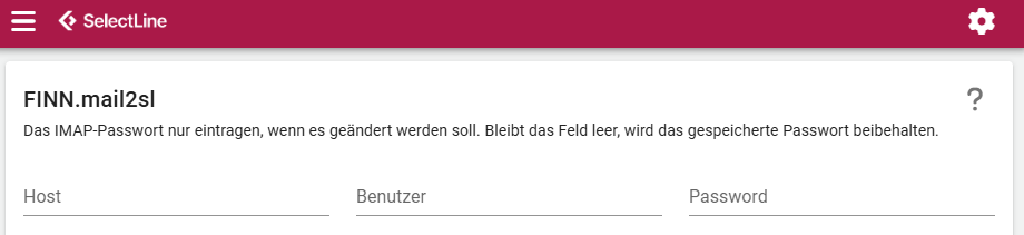 Host, Benutzer und Kennwort in den Einstellungen