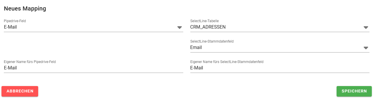 Dialog für ein neues Mapping